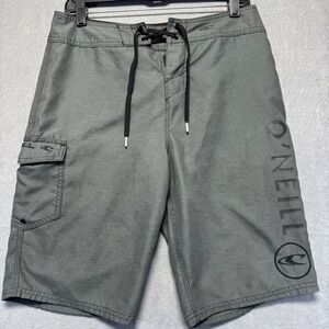 O'Neill Men's Charcoal Gray Board Shorts Cargo Pocket Drawstring Waist Size 29